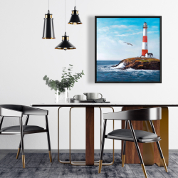 Framed 24 x 24 - Lighthouse at the edge of the sea