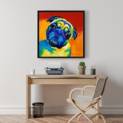 Framed 24 x 24 - Curious pug