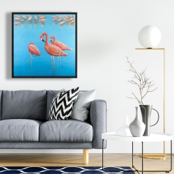 Framed 24 x 24 - Group of flamingos