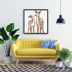 Framed 24 x 24 - Deer with its fawn