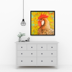 Framed 24 x 24 - Colorful chicken