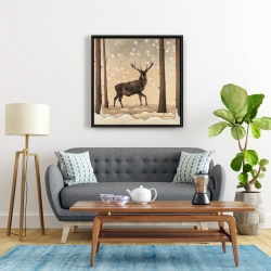 Framed 24 x 24 - Roe deer in a winter landscape