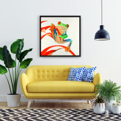 Framed 24 x 24 - Red-eyed frog