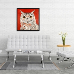 Framed 24 x 24 - Colorful eagle owl
