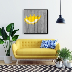 Framed 24 x 24 - Yellow eye graffiti on a container
