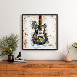 Framed 24 x 24 - Abstract colorful guitar