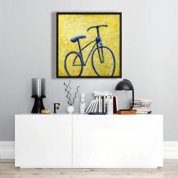 Framed 24 x 24 - Blue bike abstract