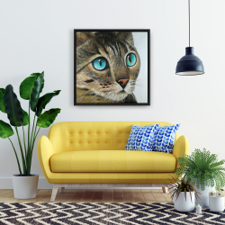 Framed 24 x 24 - Curious cat portrait