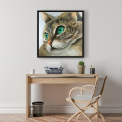 Framed 24 x 24 - Peaceful cat portrait
