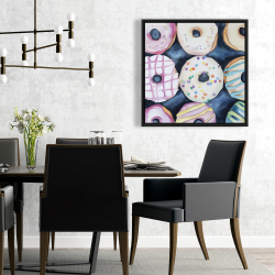 Framed 24 x 24 - Watercolor delicious looking doughtnuts
