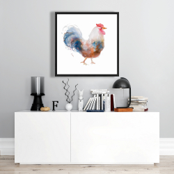 Framed 24 x 24 - Watercolor rooster