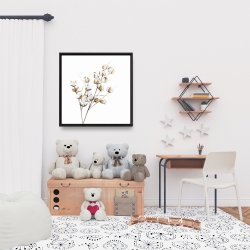 Framed 24 x 24 - A branch of cotton flowers