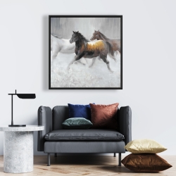 Framed 24 x 24 - Herd of wild horses
