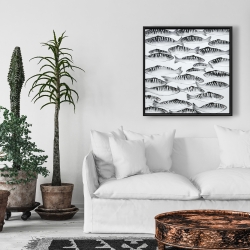 Framed 24 x 24 - Gray shoal of fish