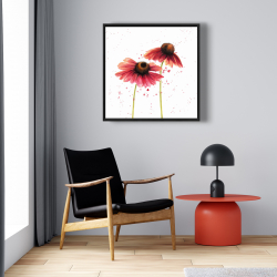 Framed 24 x 24 - Two pink daisies