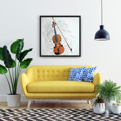 Framed 24 x 24 - Violin on music sheet