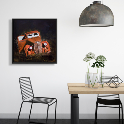 Framed 24 x 24 - Humpy old car by night