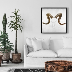 Framed 24 x 24 - Aeries skull with brown horns