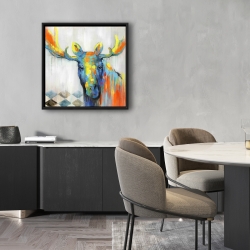 Framed 24 x 24 - Colorful abstract moose