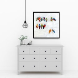 Encadré 24 x 24 - Oiseaux colorés sur des fils