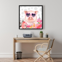 Framed 24 x 24 - Little pig in love