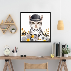 Framed 24 x 24 - Chic cat