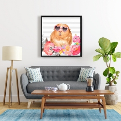 Framed 24 x 24 - Guinea pig with glasses