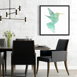 Framed 24 x 24 - Geometric hummingbird