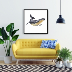 Encadré 24 x 24 - Baleine bleue aquarelle