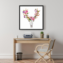 Encadré 24 x 24 - Crâne de cerf avec fleurs