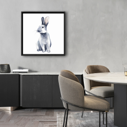Framed 24 x 24 - Gray curious rabbit
