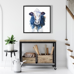 Framed 24 x 24 - Watercolor cow