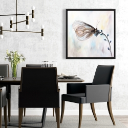 Encadré 24 x 24 - Papillon sur fleurs bleues
