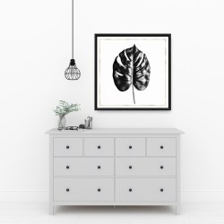 Framed 24 x 24 - Split leaf philodendron with gold lines