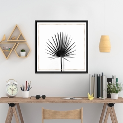 Framed 24 x 24 - Cabbage palm leaf with rose lines