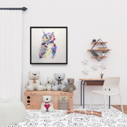 Framed 24 x 24 - Textured abstract owl
