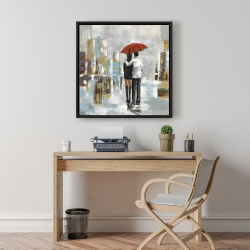 Framed 24 x 24 - Couple walking under their umbrella