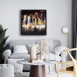 Framed 24 x 24 - Cityscape by night