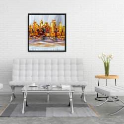 Framed 24 x 24 - Orange buildings