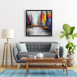 Framed 24 x 24 - Color spotted street with taxis