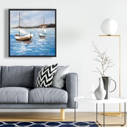 Framed 24 x 24 - Two boats on the water