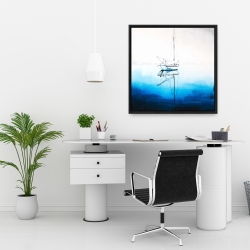 Encadré 24 x 24 - Bateau blanc sur eau d'un bleu profond