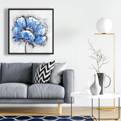 Framed 24 x 24 - Abstract blue petals