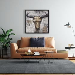 Framed 24 x 24 - Bull skull with typography