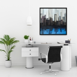 Framed 24 x 24 - View of a blue city