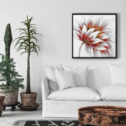 Framed 24 x 24 - Red flower with gold center