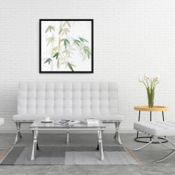 Framed 24 x 24 - Watercolor bamboo leaves and branches