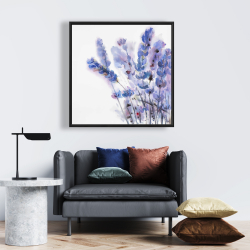 Framed 24 x 24 - Watercolor lavender flowers