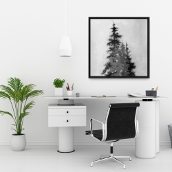 Framed 24 x 24 - Silhouette of black and grey trees