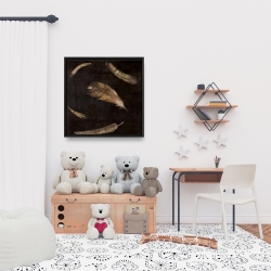 Framed 24 x 24 - Golden feathers